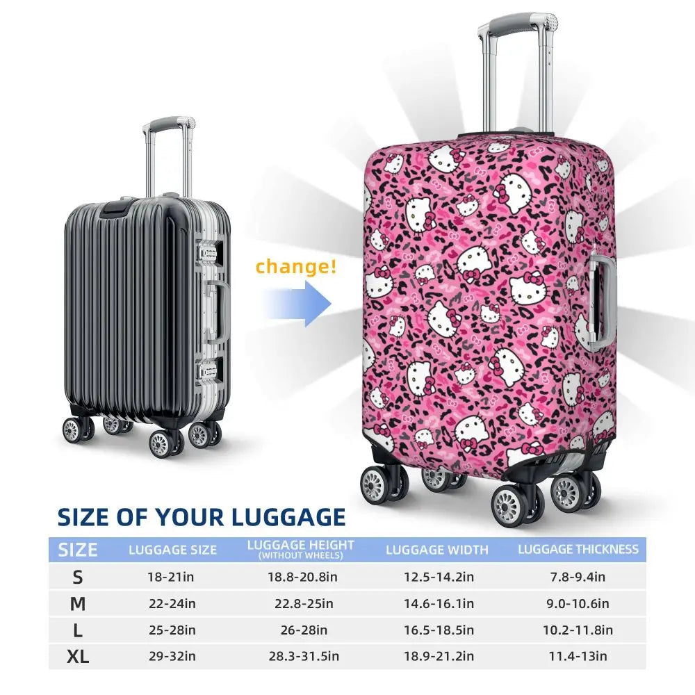 Custom Girls Kitten Classical Printing Luggage Cover Elastic Cute KT Cat Travel Suitcase Protective Covers Fits 18-32 Inch