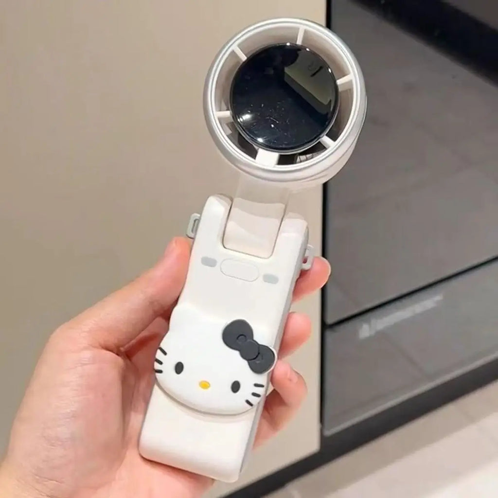 Hello Kitty USB Rechargeable Handheld Fan – Silent Portable Foldable Neck & Travel Cooling Fan
