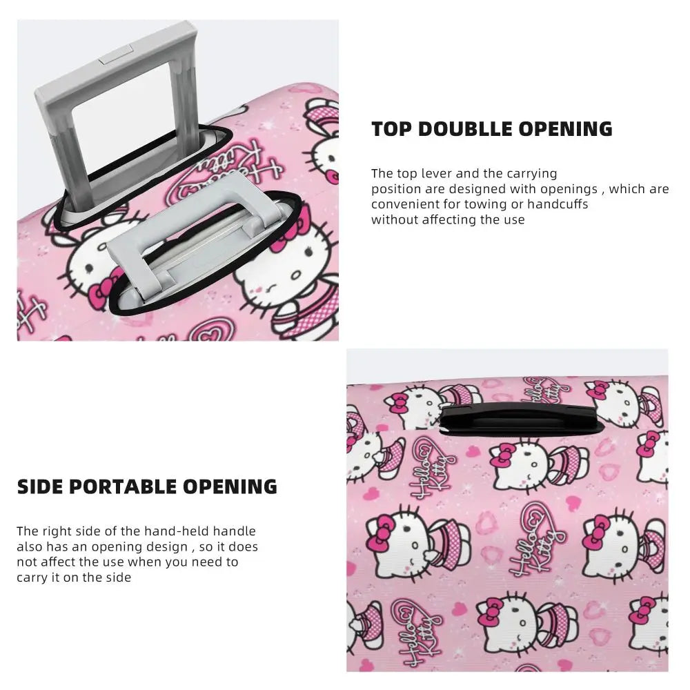 Custom Girls Kitten Classical Printing Luggage Cover Elastic Cute KT Cat Travel Suitcase Protective Covers Fits 18-32 Inch