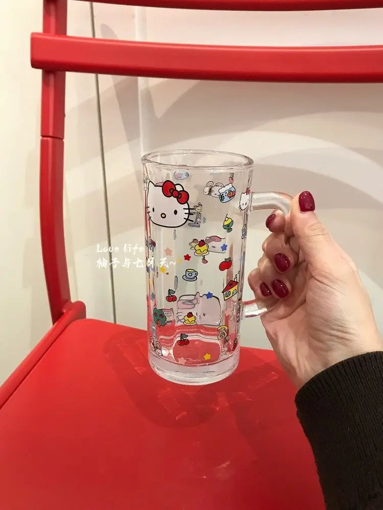 Sanrio Hello Kitty Glass Cup Yanzhijia Party Atmosphere Beer Mug Fashion Simple Cartoon Send To Friends Birthday Gift Cute 2026