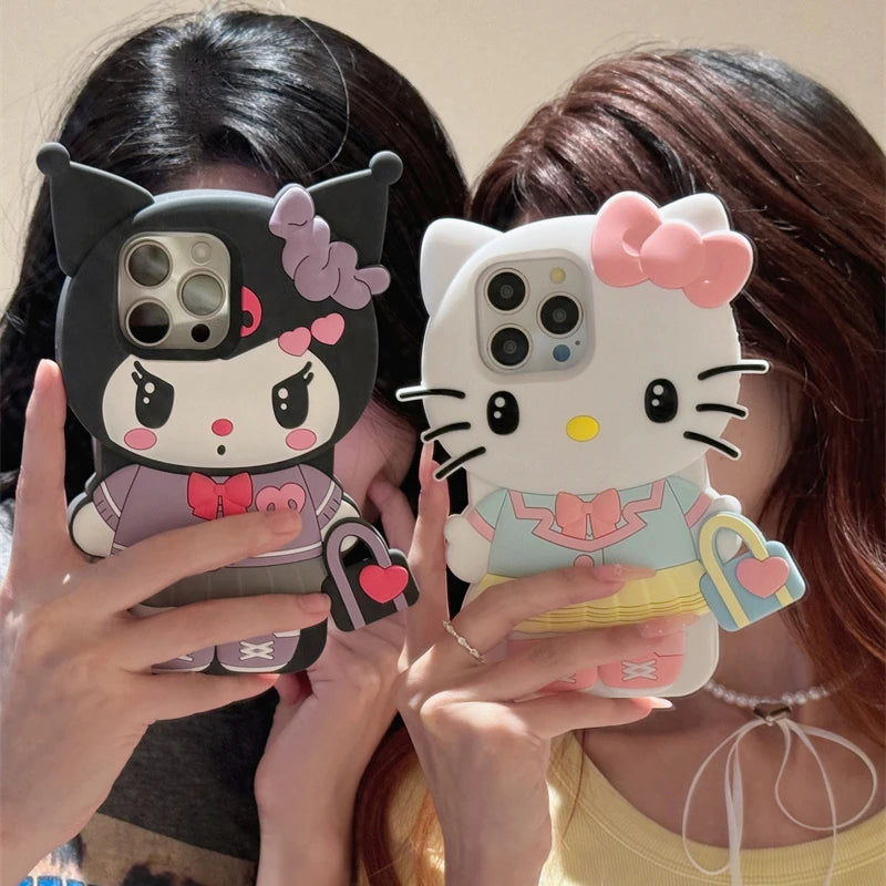 Handbag KT Kuromi For iPhone 17 16 15 14 13 12 11 Pro Max Silicone Soft Cover Case
