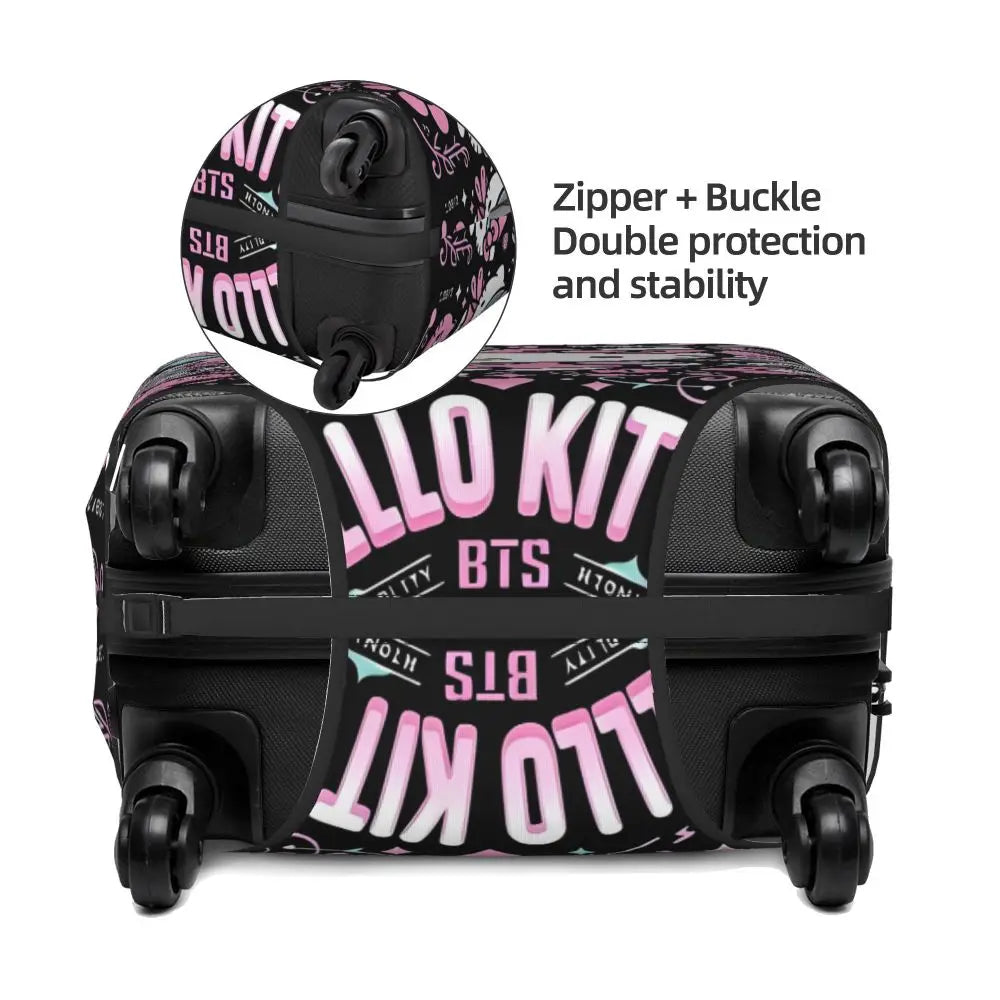 Custom Girls Kitten Classical Printing Luggage Cover Elastic Cute KT Cat Travel Suitcase Protective Covers Fits 18-32 Inch