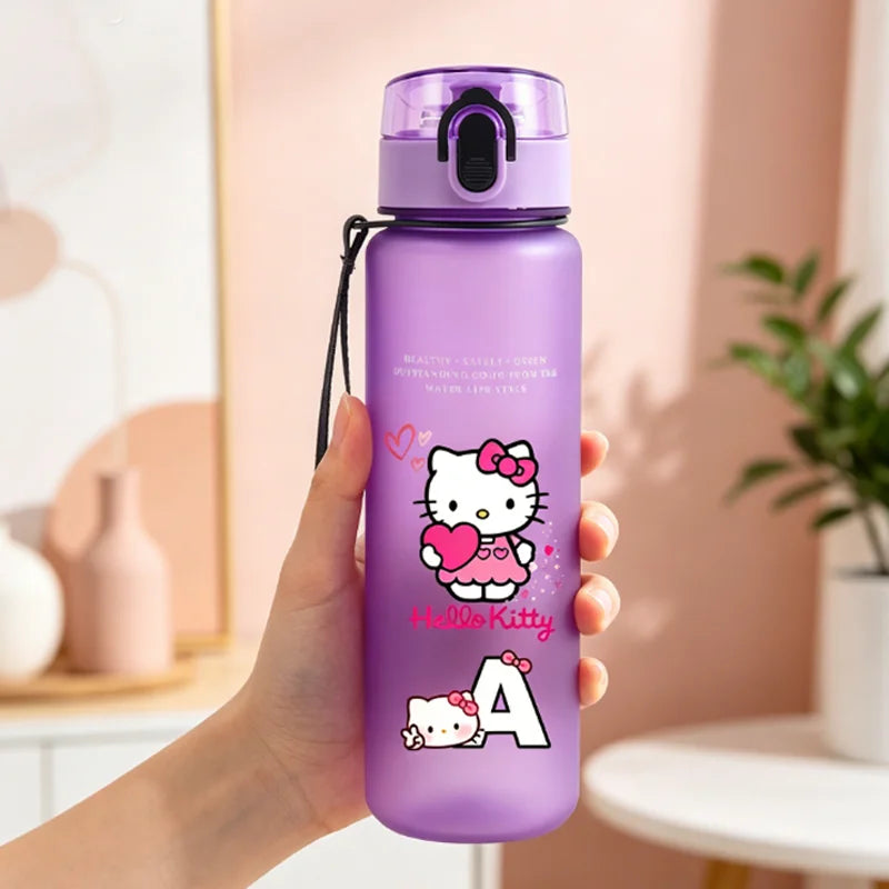 650ML Hello Kitties Water Cup Anime Letter A-Z Printed Sports Casual Fashion Mug Portable Drop-proof Outdoor Fitness Jug Gift