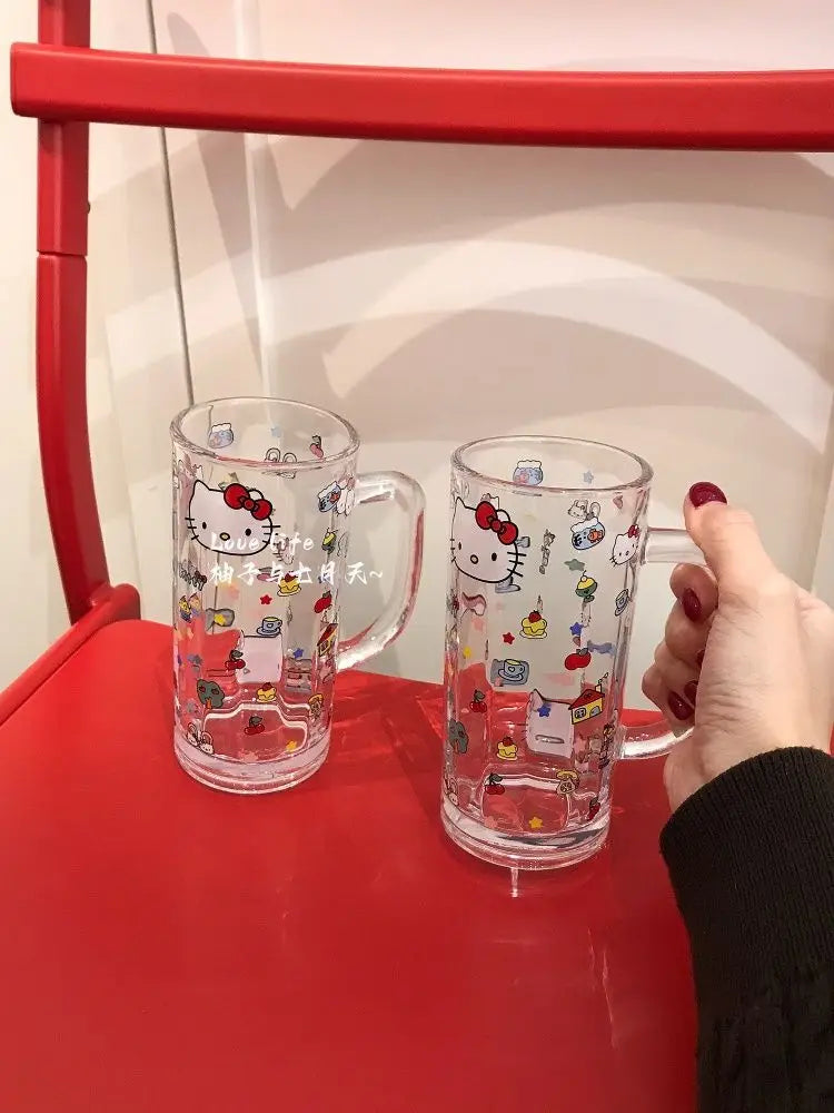 Sanrio Hello Kitty Glass Cup Yanzhijia Party Atmosphere Beer Mug Fashion Simple Cartoon Send To Friends Birthday Gift Cute 2026