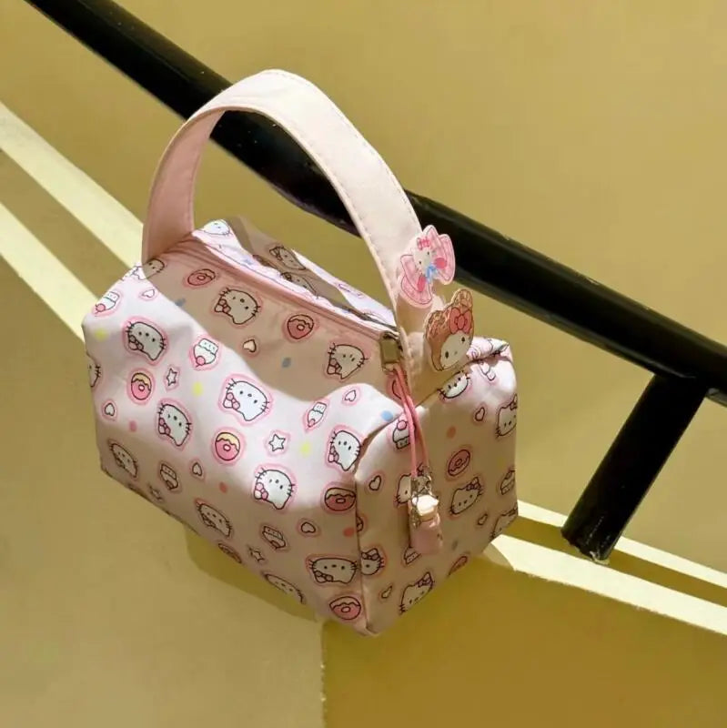 Hello Kitty Cartoon Makeup Bag – Portable Travel Toiletry & Cosmetic Handbag for Women and Girls