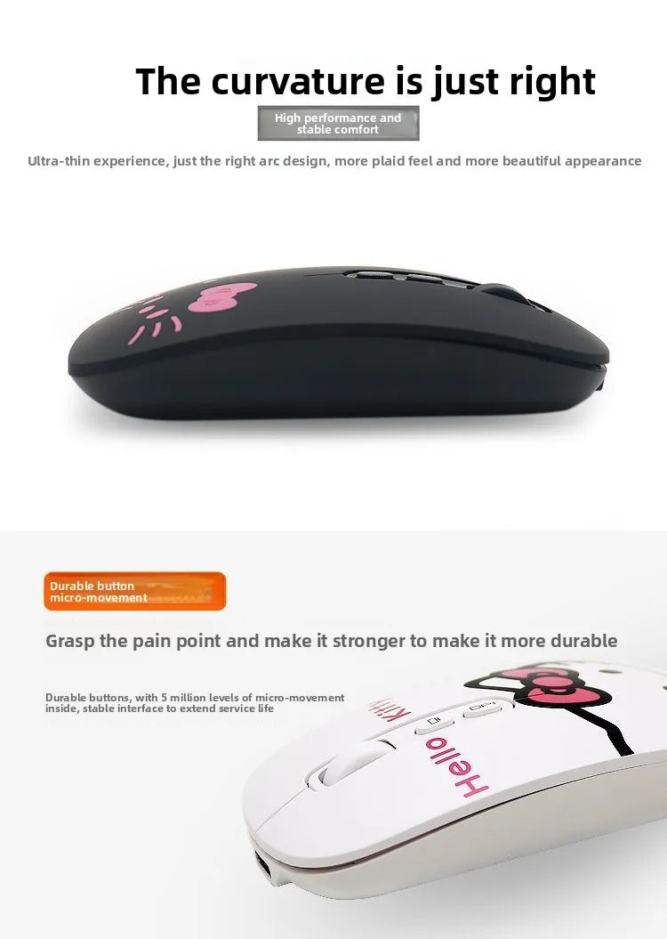 Cute cartoon character Hello kitty wireless Bluetooth dual-mode mouse Cute and fun rechargeable universal mouse Holiday gift