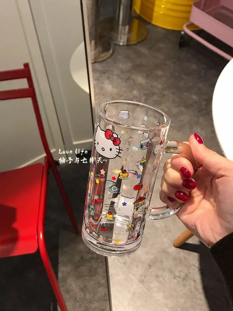 Sanrio Hello Kitty Glass Cup Yanzhijia Party Atmosphere Beer Mug Fashion Simple Cartoon Send To Friends Birthday Gift Cute 2026