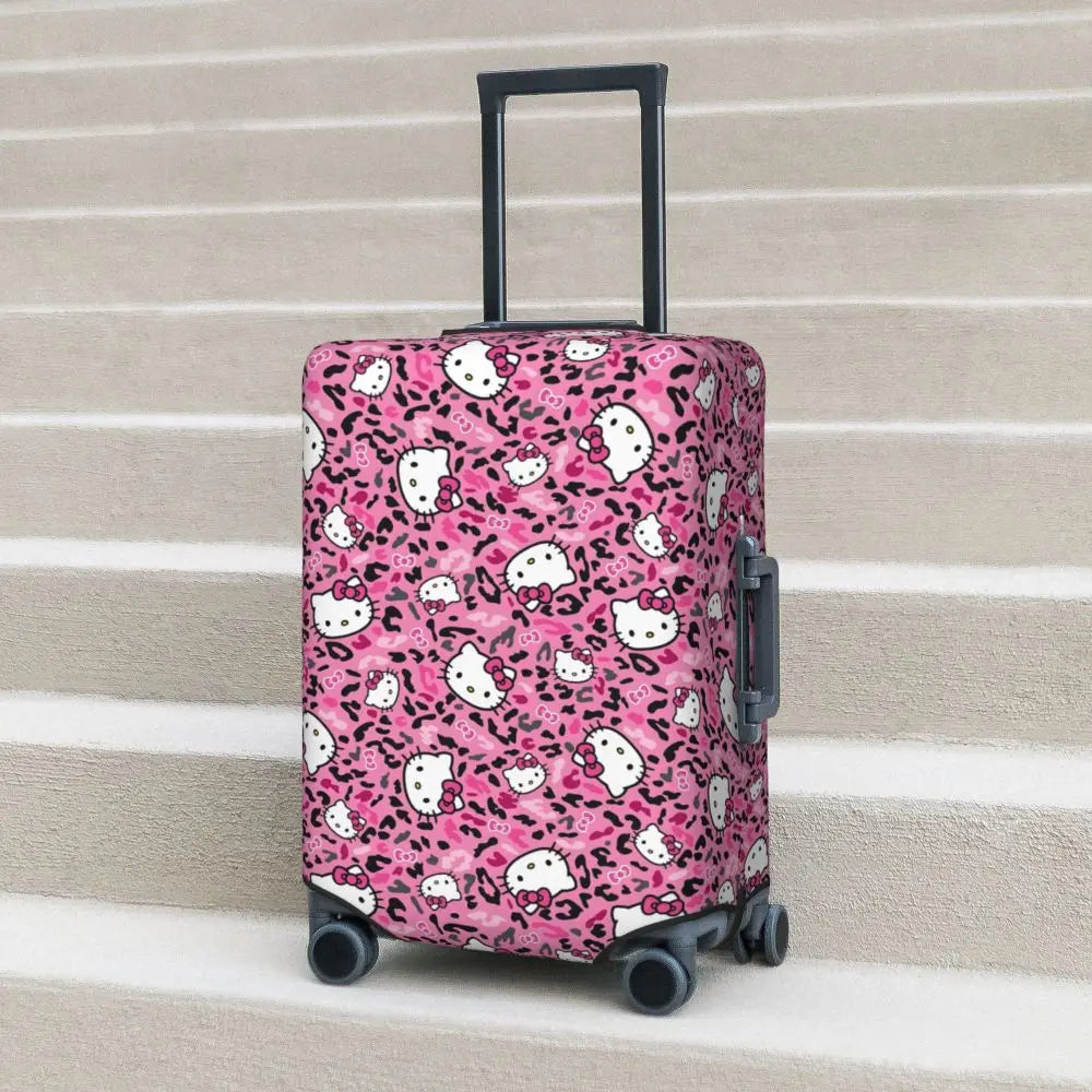 Custom Girls Kitten Classical Printing Luggage Cover Elastic Cute KT Cat Travel Suitcase Protective Covers Fits 18-32 Inch