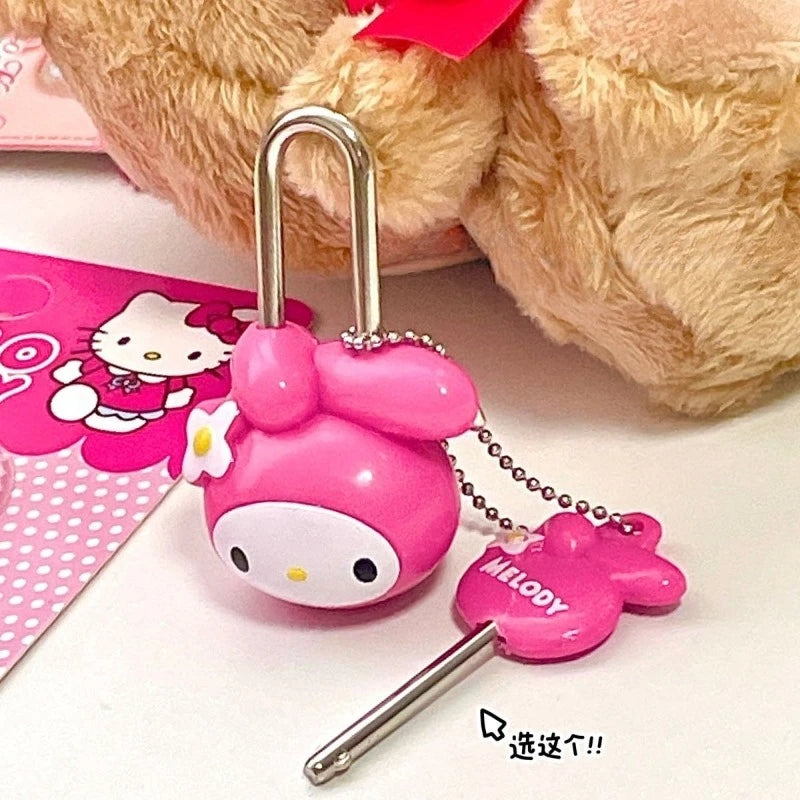 cartoon My Melody and Hello Kitty fashion cute girl heart door lock, anti-theft drawer, dormitory cabinet mini diary lock gift