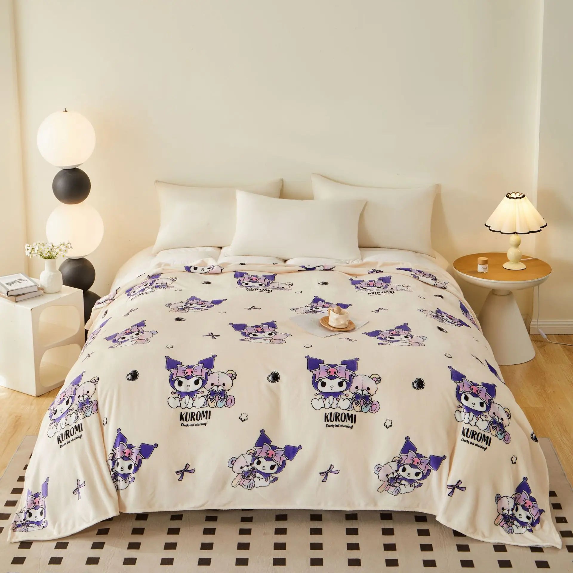 Cute Sanrio hello kitty cartoon thickened for autumn and winter snowflake fluff blanket flannel air conditioner blanket gifts