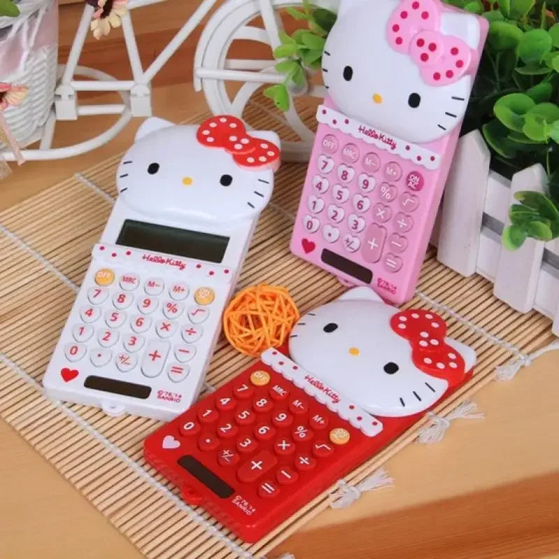 Cute Hello Kitty Cartoon Push Cover Calculator – Multi-Functional Portable Desk Calculator – Creative Student Back-to-School Gift