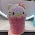 Hello Kitty Crystal Rhinestone Clamshell Dustbin – Cute Kawaii Desktop Trash Can & Storage Box for Home Decor