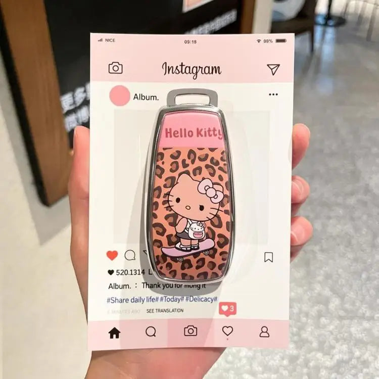 Sanrio Car Key Shell Leopard Print Key Storage Hello Kitty Leopard Print Cartoon Key Chain Cute Car Decoration Accessories Gift