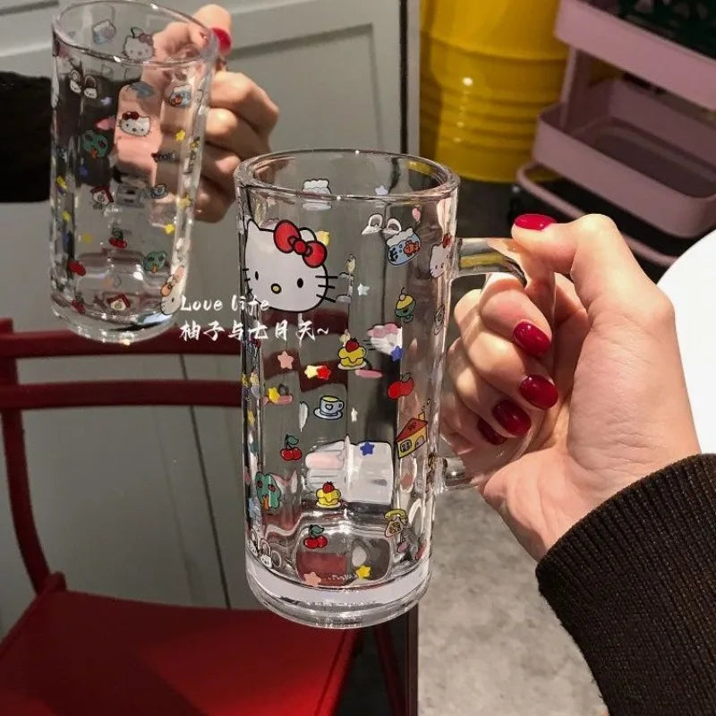 Sanrio Hello Kitty Glass Cup Yanzhijia Party Atmosphere Beer Mug Fashion Simple Cartoon Send To Friends Birthday Gift Cute 2026