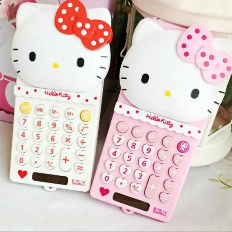Cute Hello Kitty Cartoon Push Cover Calculator – Multi-Functional Portable Desk Calculator – Creative Student Back-to-School Gift