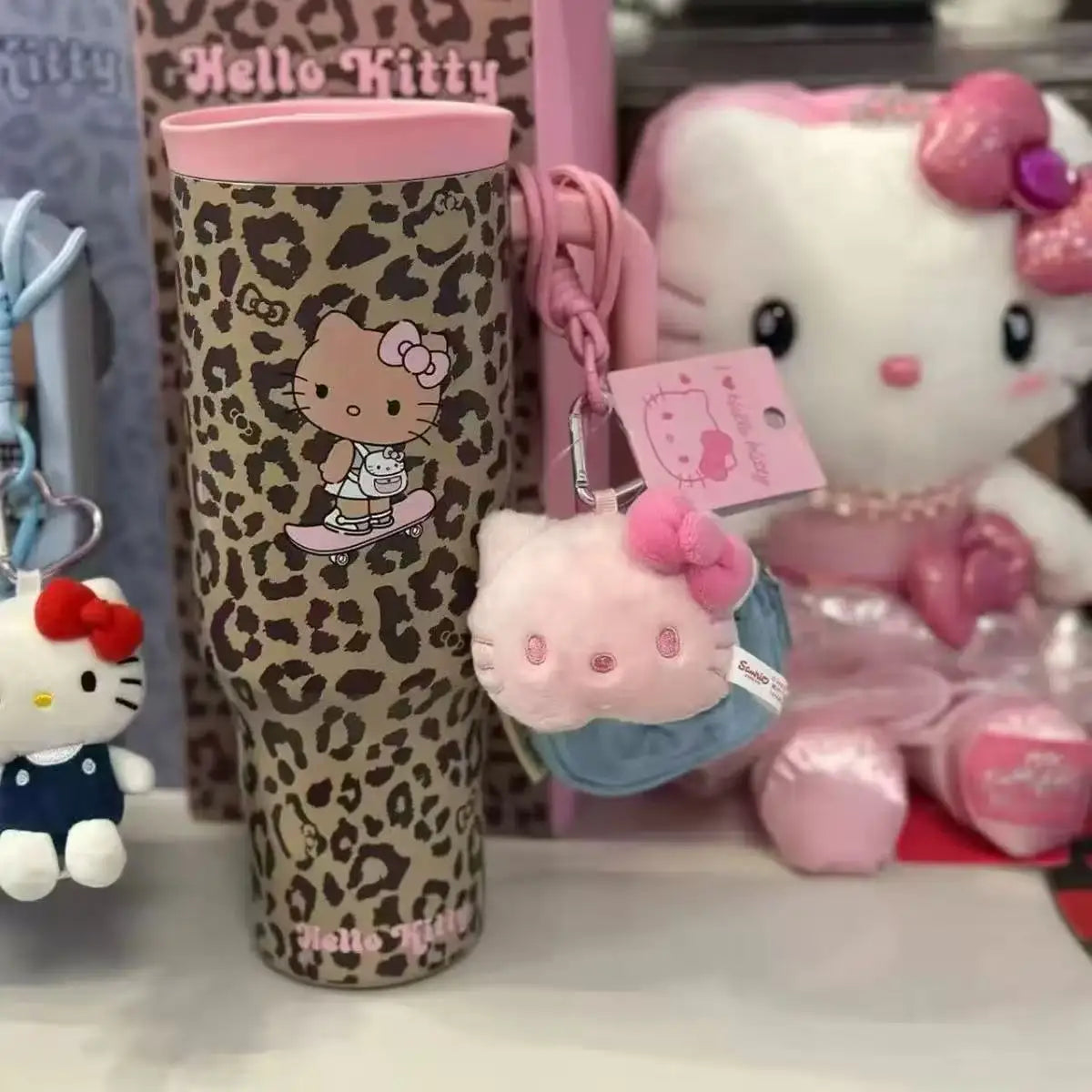 Stainless Steel Insulated Tumbler – Cute Anime Leopard Print Large Capacity Straw Cup – Trendy Travel Water Bottle for Women & Girls