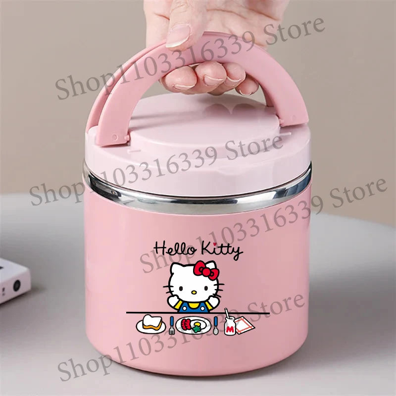 Sanrio HelloKitty Female Thermal Lunch Box Woman Bento Box Student Portable Food Container Cartoon Letter Printed Picnic Case
