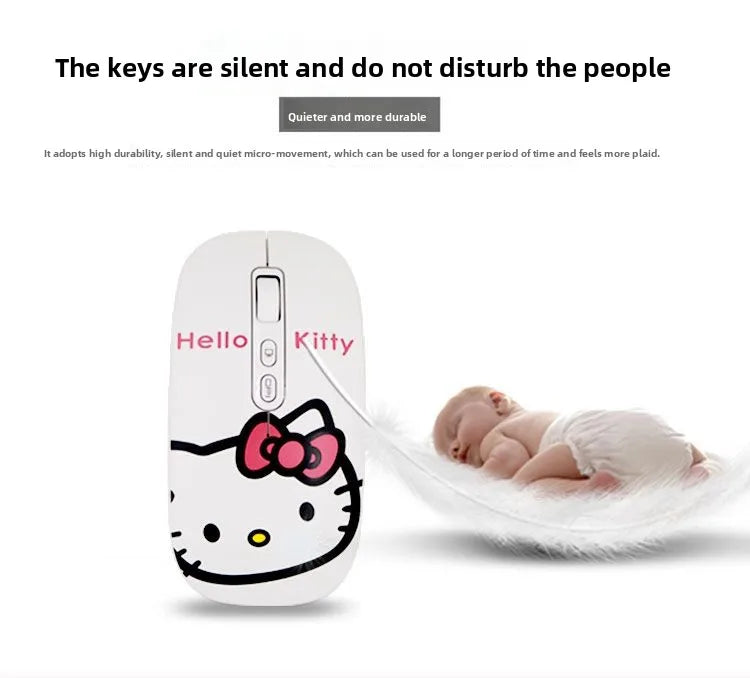 Cute cartoon character Hello kitty wireless Bluetooth dual-mode mouse Cute and fun rechargeable universal mouse Holiday gift