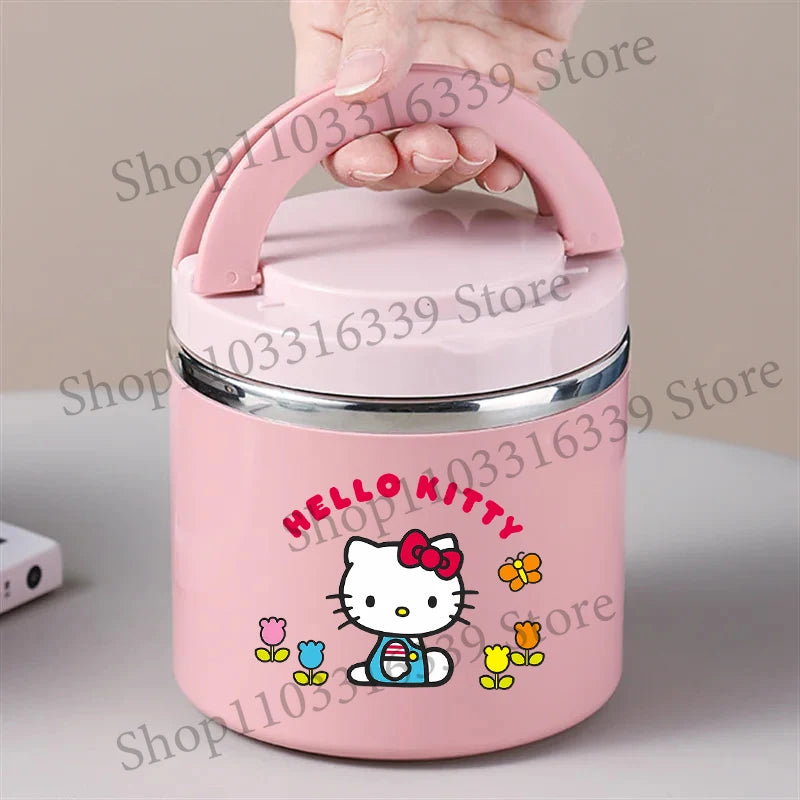 Sanrio HelloKitty Female Thermal Lunch Box Woman Bento Box Student Portable Food Container Cartoon Letter Printed Picnic Case