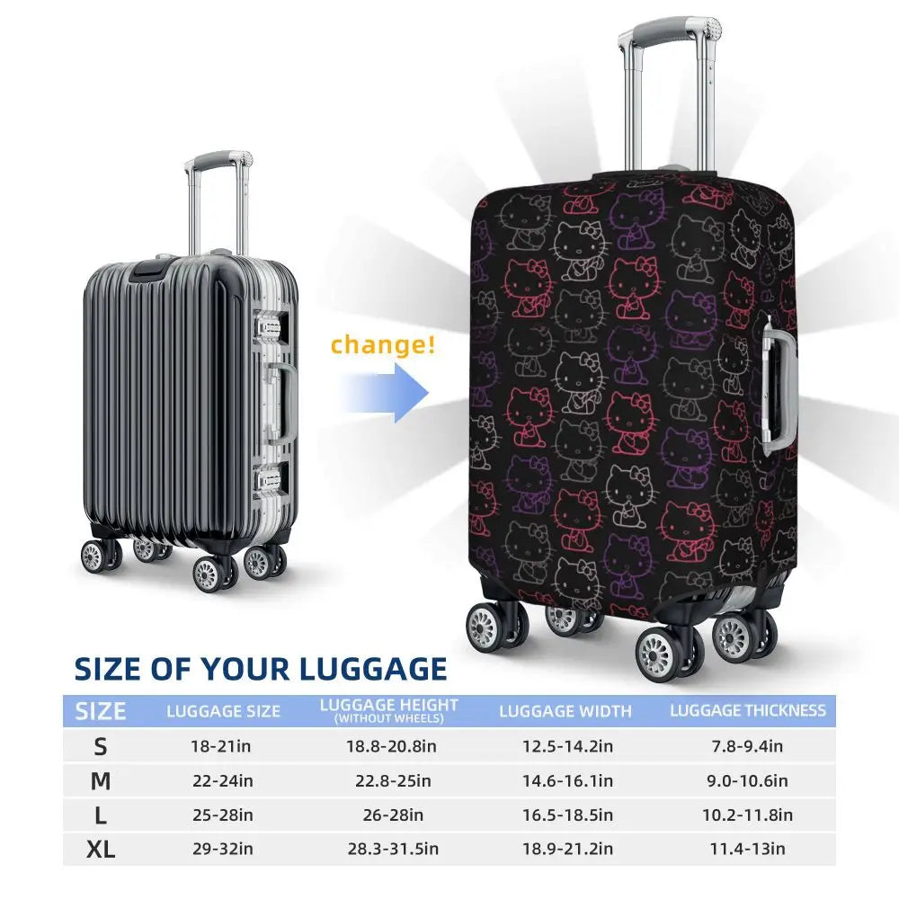 Custom Girls Kitten Classical Printing Luggage Cover Elastic Cute KT Cat Travel Suitcase Protective Covers Fits 18-32 Inch