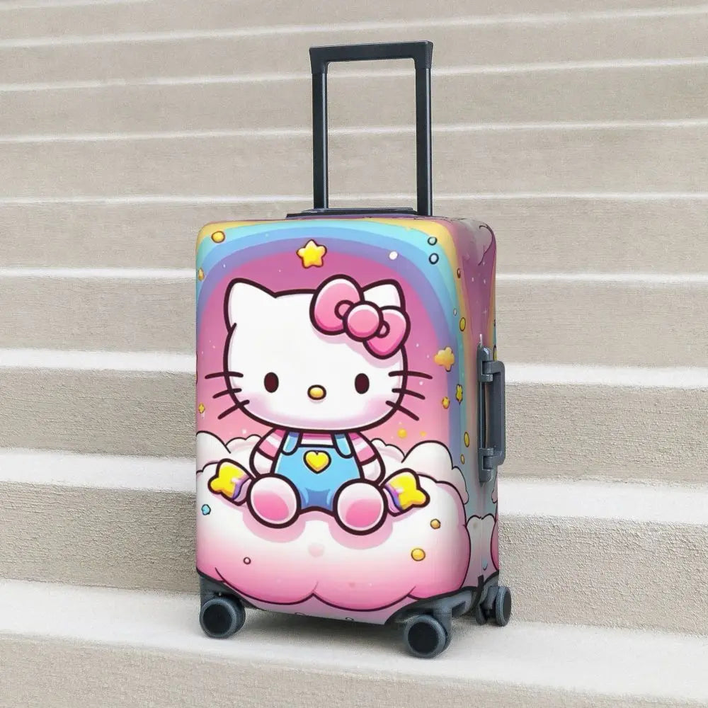 Custom Girls Kitten Classical Printing Luggage Cover Elastic Cute KT Cat Travel Suitcase Protective Covers Fits 18-32 Inch