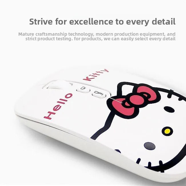 Cute cartoon character Hello kitty wireless Bluetooth dual-mode mouse Cute and fun rechargeable universal mouse Holiday gift