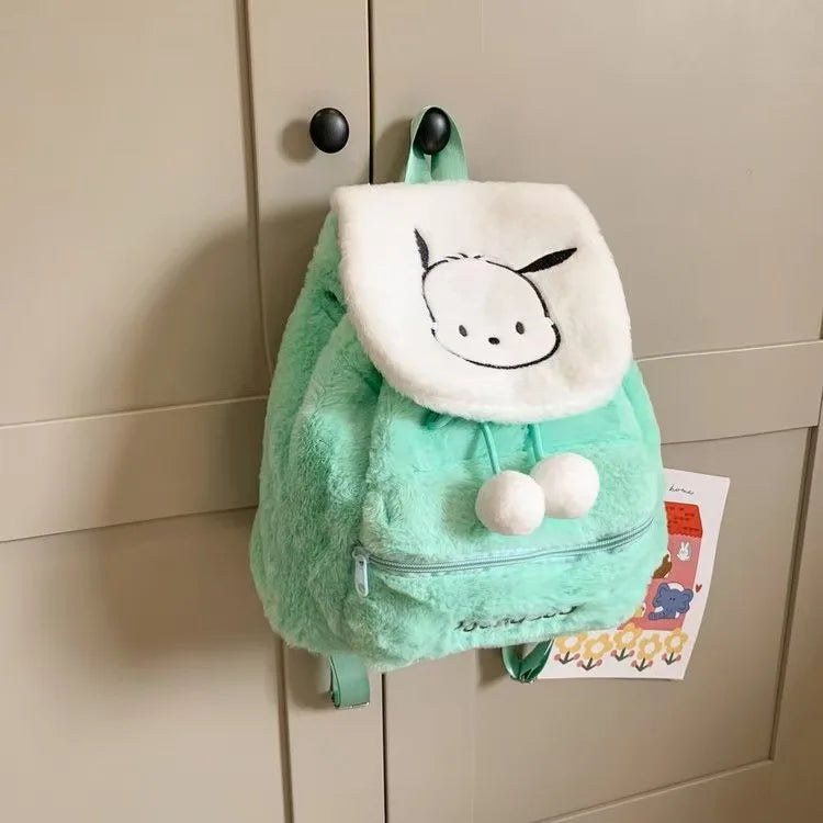 Sanrio Plush Backpack Cartoon Kuromi Melody Cute Backpack Female Sweet Backpack Doll Bag