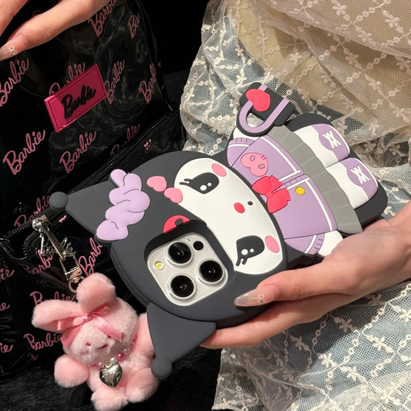 Handbag KT Kuromi For iPhone 17 16 15 14 13 12 11 Pro Max Silicone Soft Cover Case