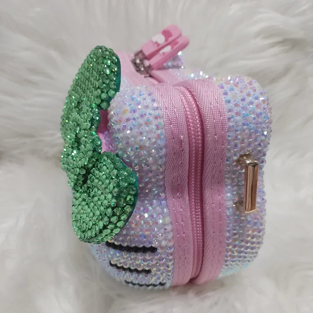 Hello Kitty Rhinestone Bling Leather Mini Bag – Cute Organizer for Earphones, Cables & Small Accessories