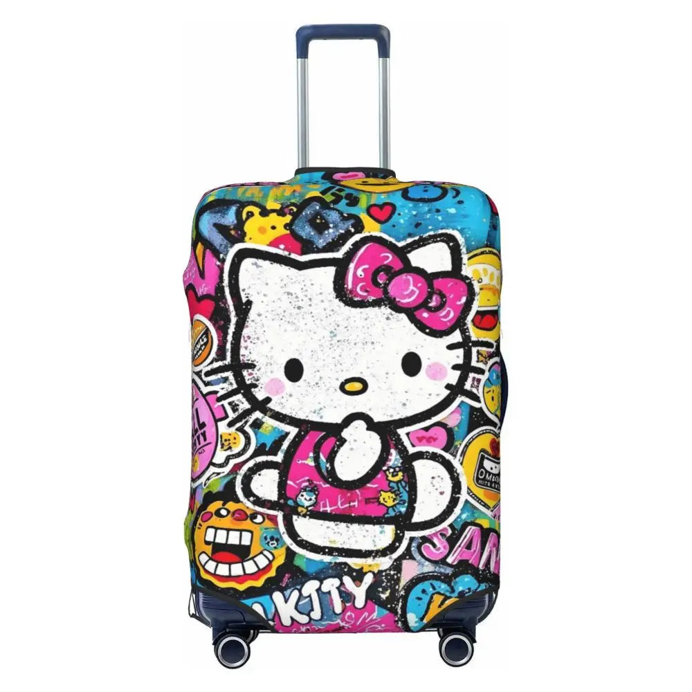 Custom Girls Kitten Classical Printing Luggage Cover Elastic Cute KT Cat Travel Suitcase Protective Covers Fits 18-32 Inch