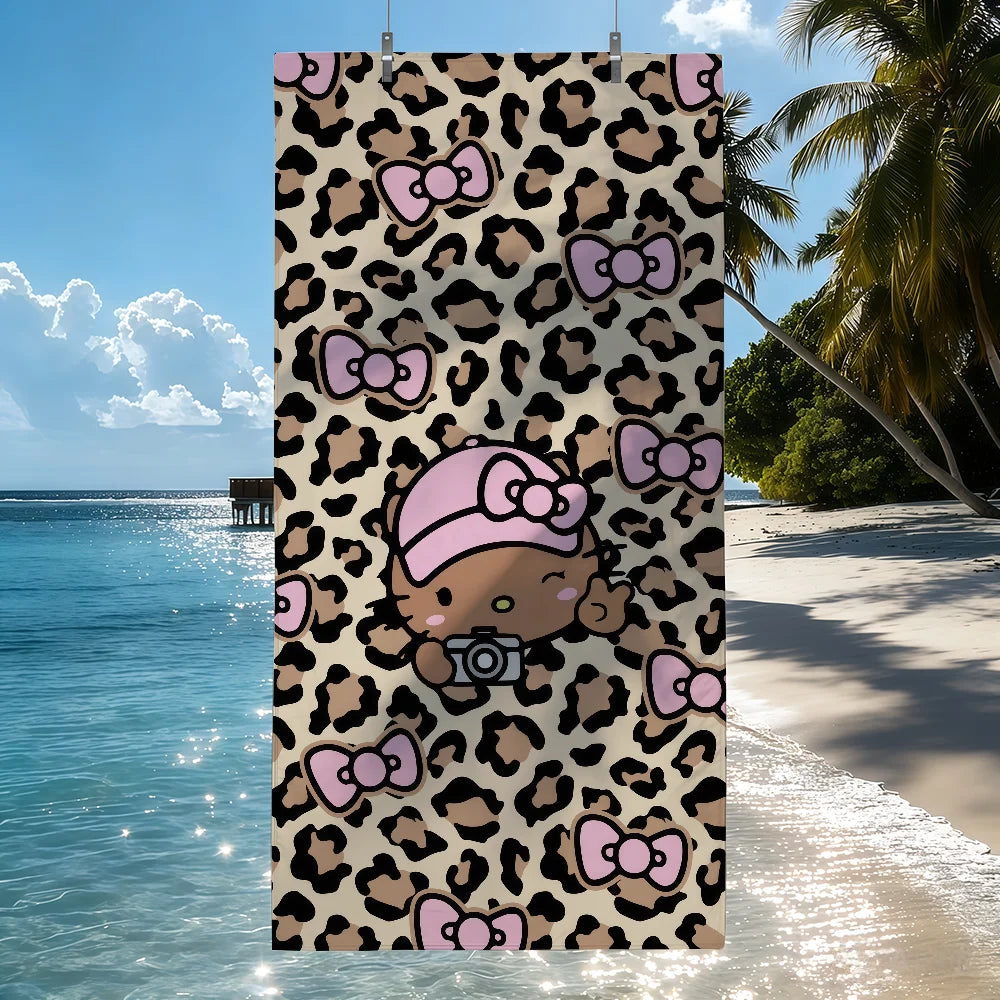 Sa H-HelloK-Kitty Leopard DarkSkinned Hottie Quick Drying Beach Towels Are Suitable For Swimming Pools Camping Yoga And The Gym