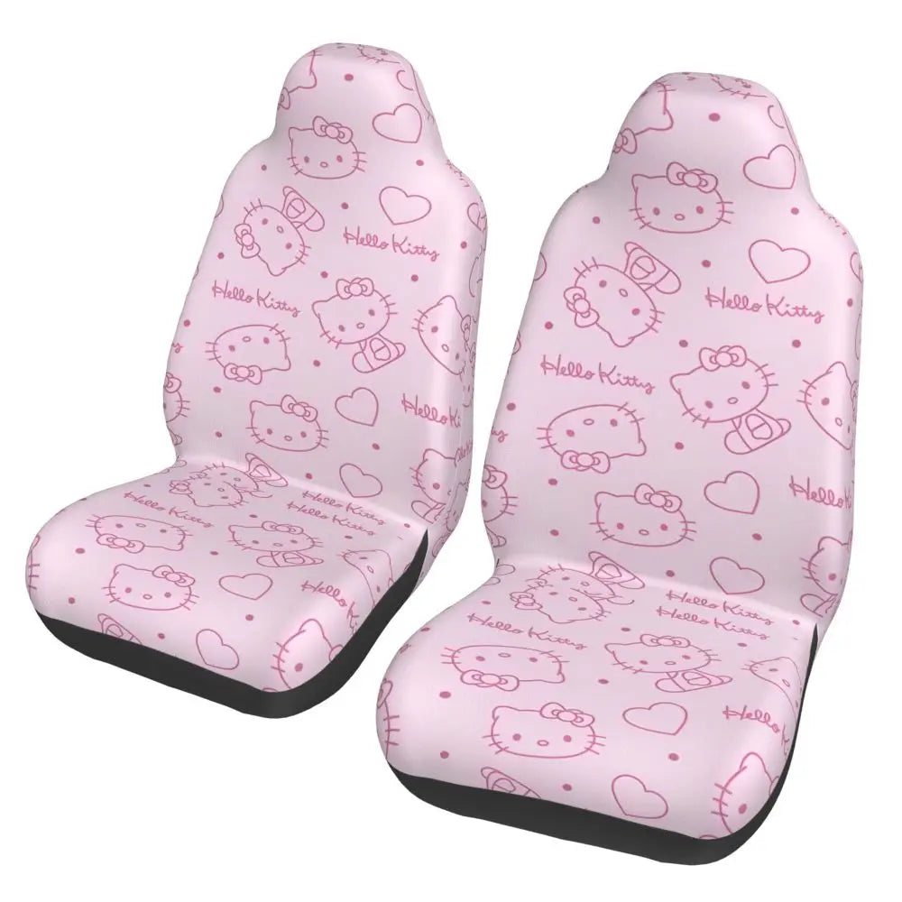 Hello Kitty Pink Leopard Car Seat Cover – Universal Four Seasons Seat Protector Cushion for Cars