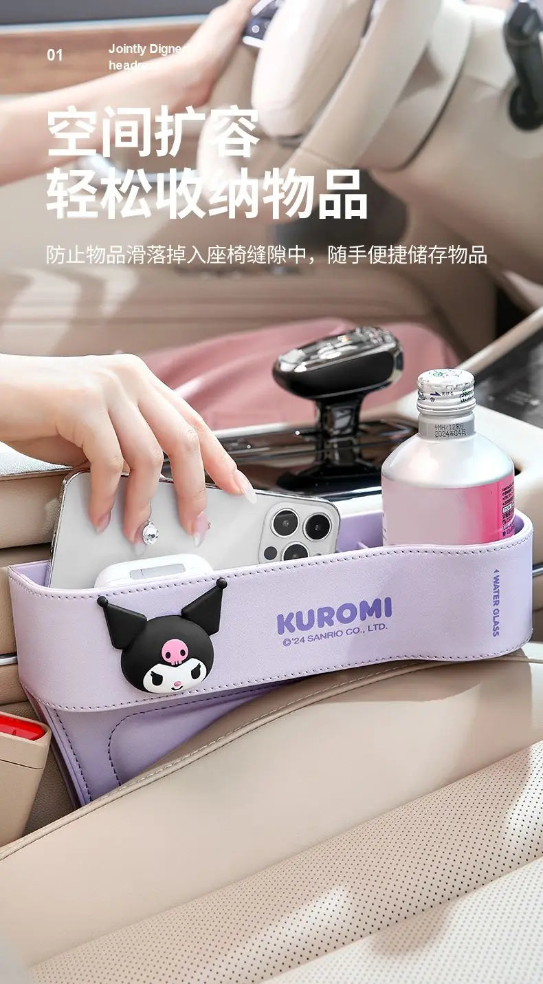 Cute Sanrio HelloKitty 2026 Car Storage Organizer for Seat Gap Kuromi My Melody Cartoon Anime Kawaii Phone and Trash Holder