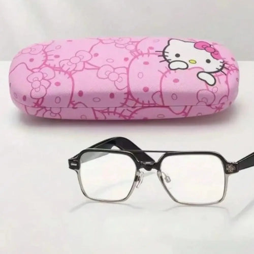 3pcs Hello Kittys glasses case and cloth Pink cat head design Soft microfiber Used to clean and put  glasses, mobile phones