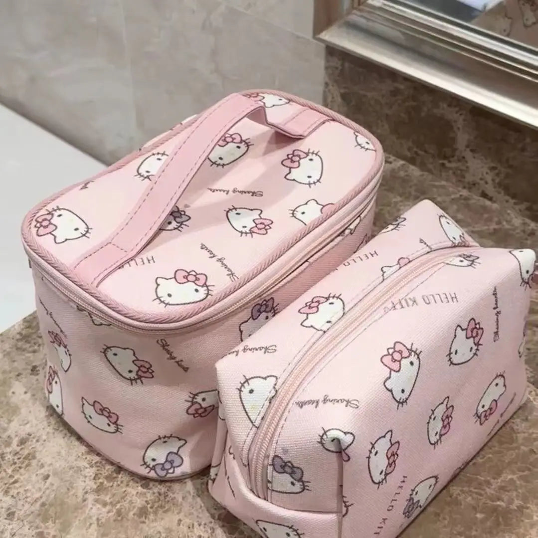 Hello Kitty Large Capacity Travel Makeup Bag – Portable Cosmetic & Toiletry Organizer with Compartments