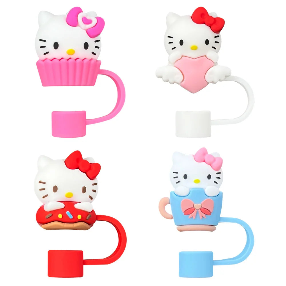 10mm Straw Cap Hello Kitty Straw Cover Water Cup Dustproof Straw Cover Food Grade Recyclable Y2k Fashion Toy Anime Cartoon Frind
