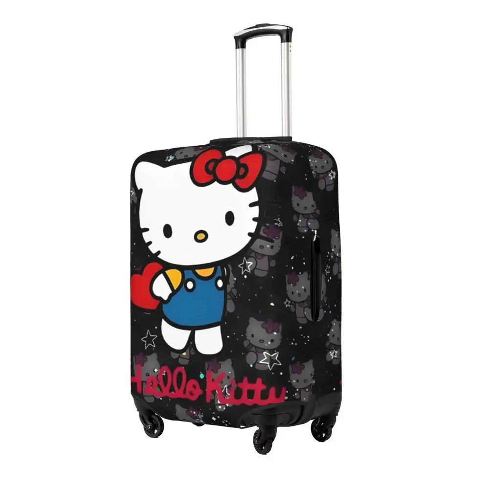 Custom Girls Kitten Classical Printing Luggage Cover Elastic Cute KT Cat Travel Suitcase Protective Covers Fits 18-32 Inch