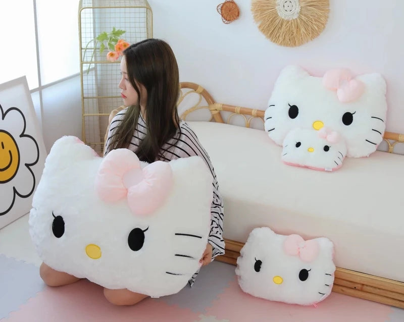 Big Size Hello Kitty Headrest Back Cushion – Plush Pillow & Blanket Set for Sofa, Bed & Home Decor