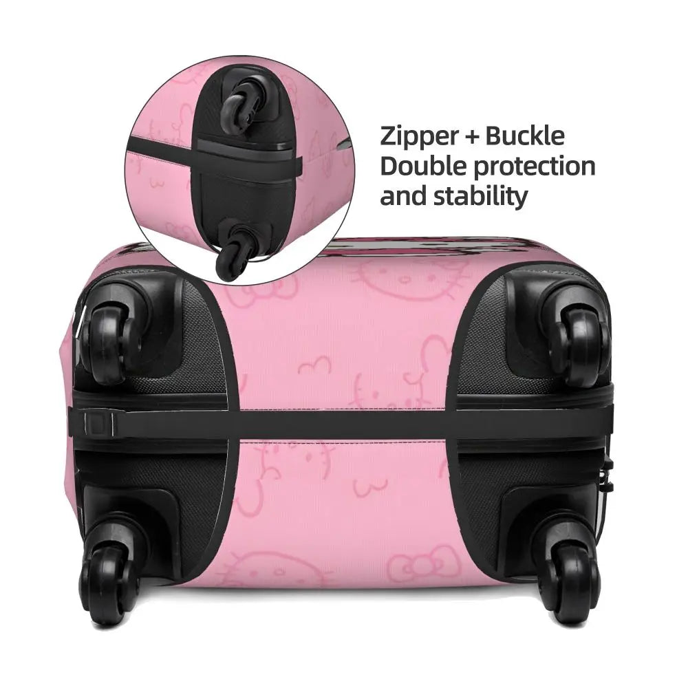 Custom Girls Kitten Classical Printing Luggage Cover Elastic Cute KT Cat Travel Suitcase Protective Covers Fits 18-32 Inch
