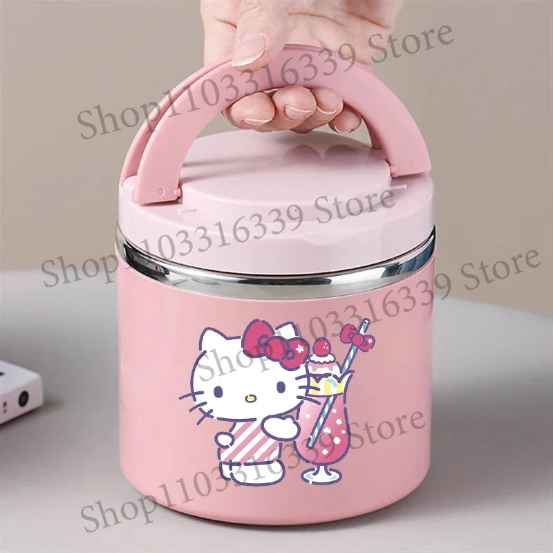 Sanrio HelloKitty Female Thermal Lunch Box Woman Bento Box Student Portable Food Container Cartoon Letter Printed Picnic Case