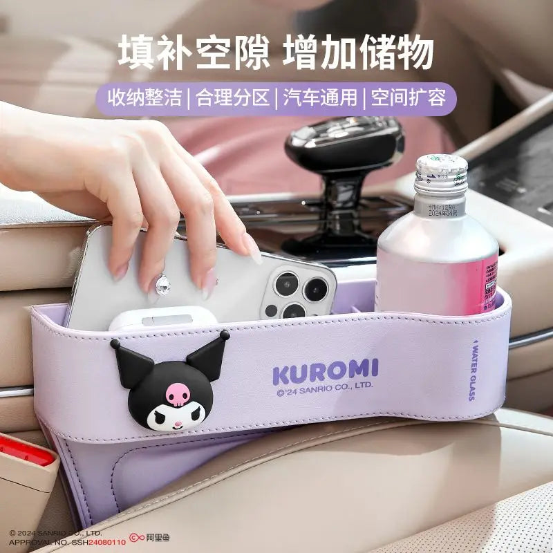 Cute Sanrio HelloKitty 2026 Car Storage Organizer for Seat Gap Kuromi My Melody Cartoon Anime Kawaii Phone and Trash Holder