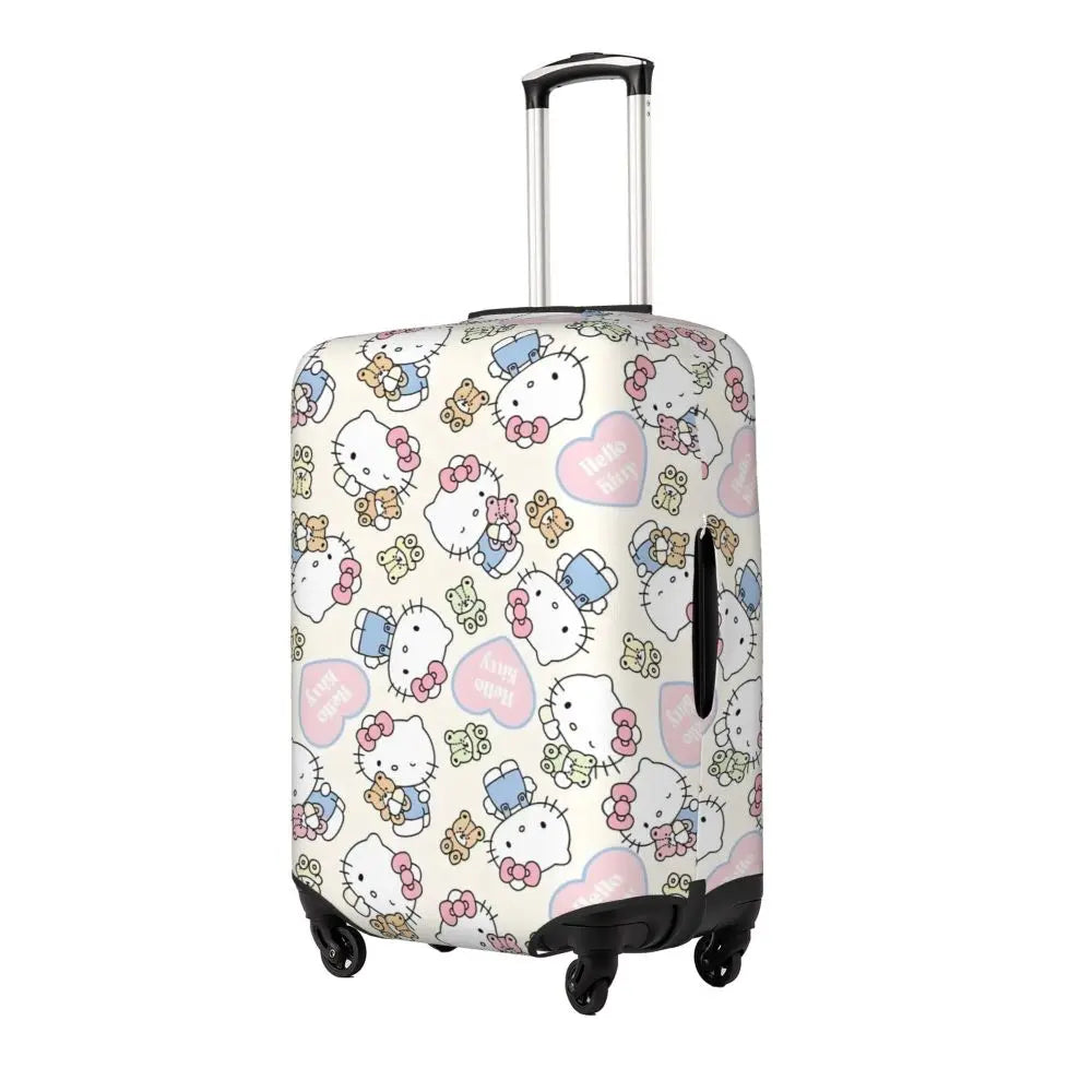 Custom Girls Kitten Classical Printing Luggage Cover Elastic Cute KT Cat Travel Suitcase Protective Covers Fits 18-32 Inch