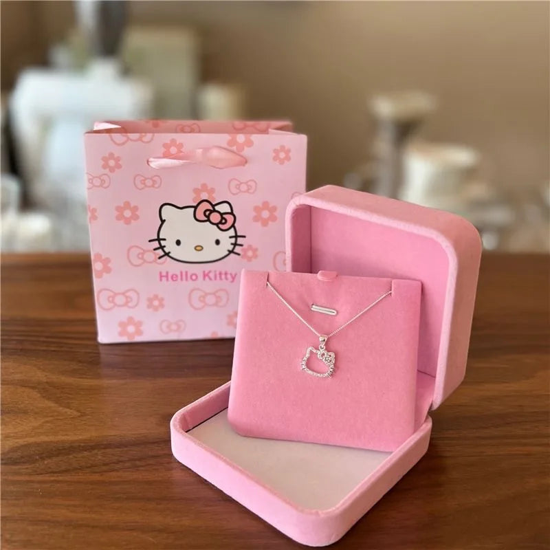 Hello Kitty Clavicle Necklace – Kawaii Sanrio Pendant Chain for Women, Elegant Everyday Jewelry Gift