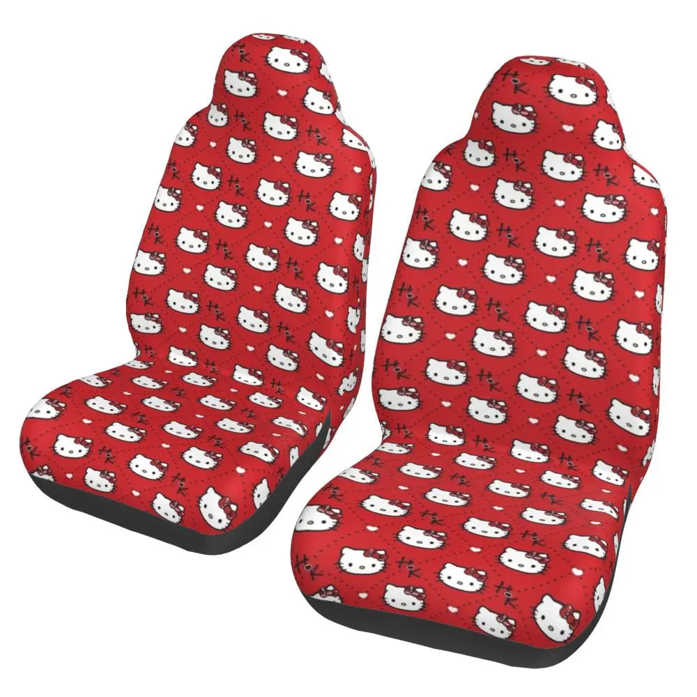Hello Kitty Pink Leopard Car Seat Cover – Universal Four Seasons Seat Protector Cushion for Cars