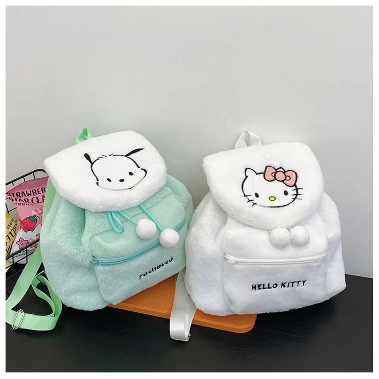 Sanrio Plush Backpack Cartoon Kuromi Melody Cute Backpack Female Sweet Backpack Doll Bag
