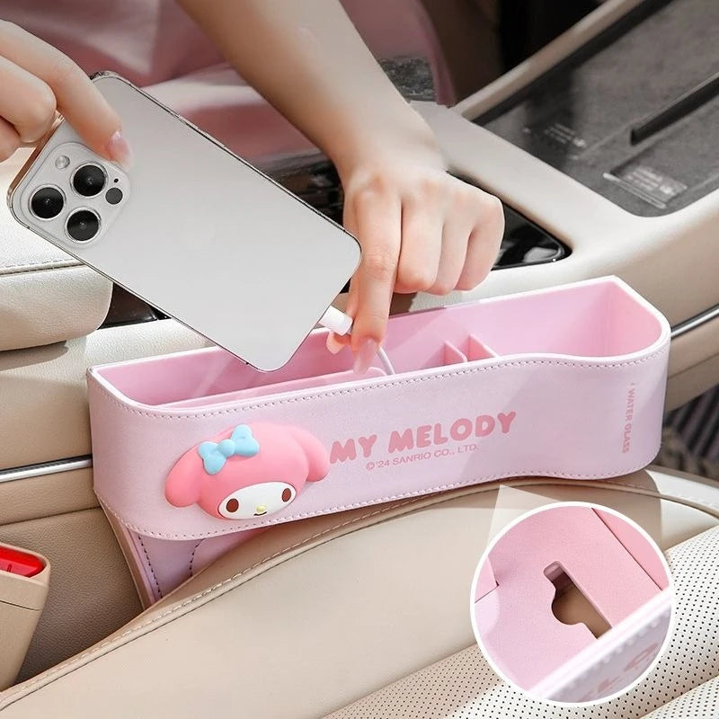 Cute Sanrio HelloKitty 2026 Car Storage Organizer for Seat Gap Kuromi My Melody Cartoon Anime Kawaii Phone and Trash Holder