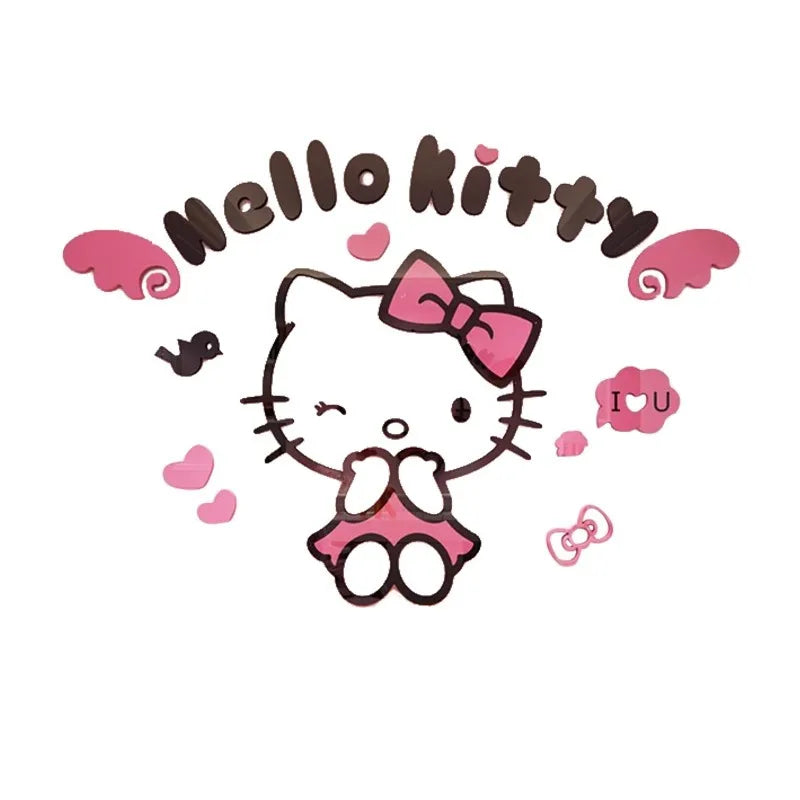Sanrio Hello Kitty 3D Wall Stickers – Cartoon Princess Self-Adhesive Wall Decals for Kids Bedroom, Nursery, Playroom & Home Room Decoration Gift
