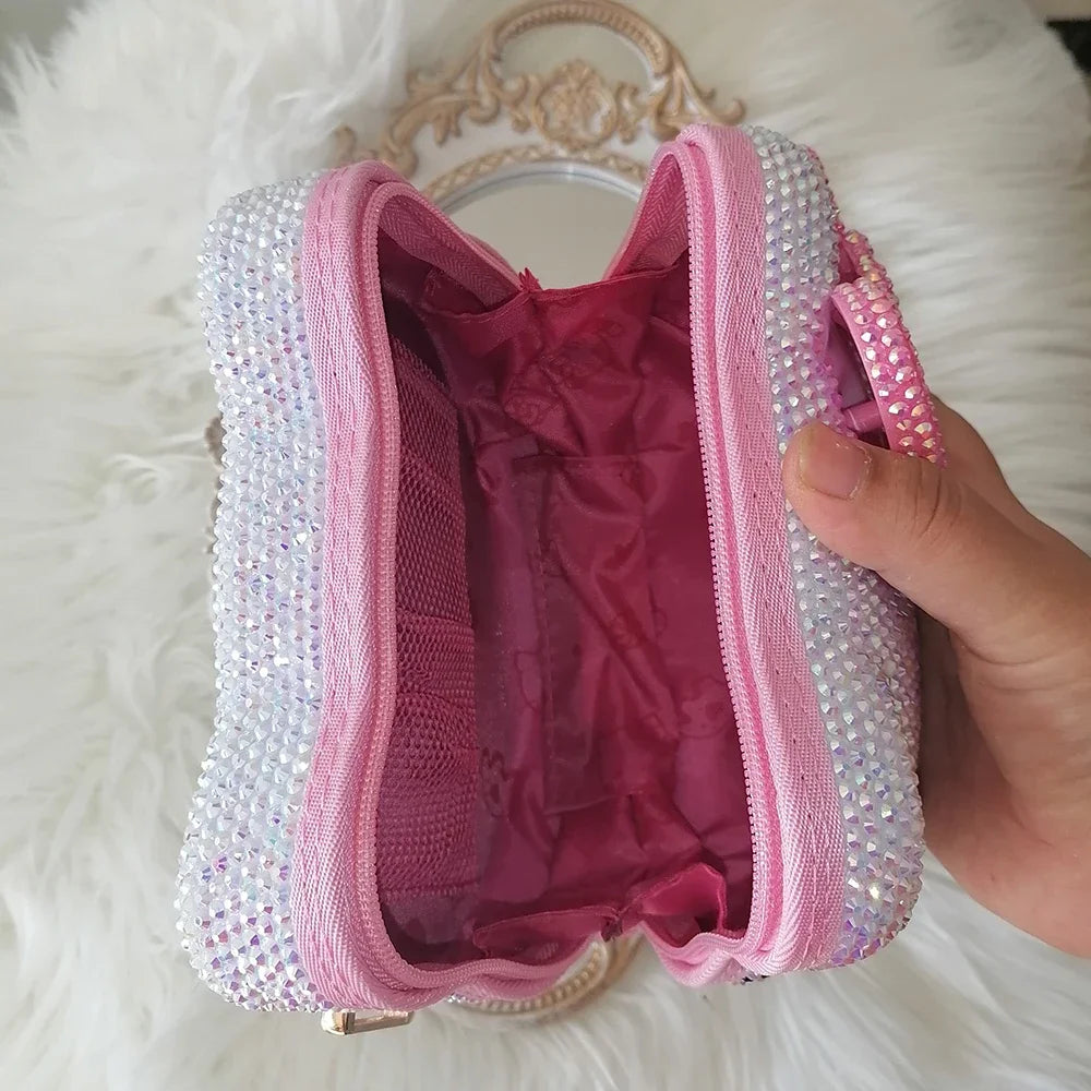 Hello Kitty Rhinestone Bling Leather Mini Bag – Cute Organizer for Earphones, Cables & Small Accessories