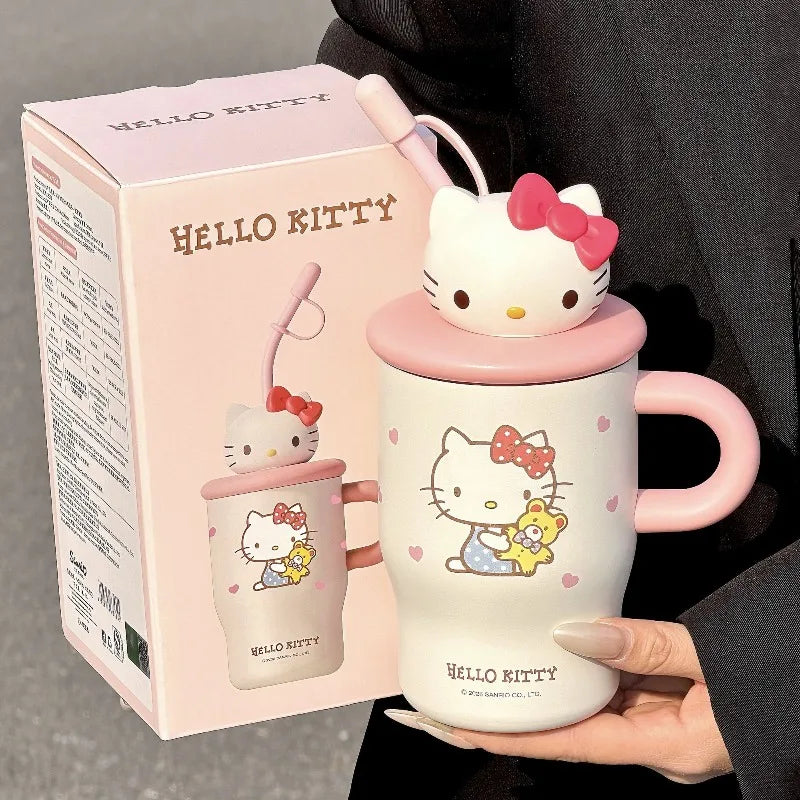 Anime Sanrio Hello Kitty Thermos Cup Cinnamoroll Girls Gift Cute Large Capacity Sippy Cup Cartoon Kawaii Lovely Student 2026