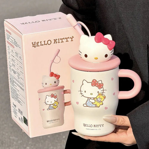 Anime Sanrio Hello Kitty Thermos Cup Cinnamoroll Girls Gift Cute Large Capacity Sippy Cup Cartoon Kawaii Lovely Student 2026
